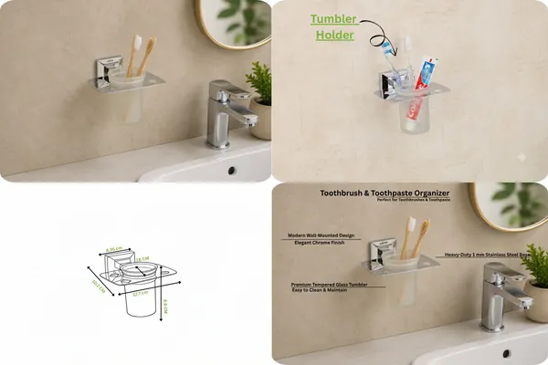 UDAN_SS_202_Stainless_Steel_4-Piece_Bathroom_Accessories_Set_|_Towel_Rod,_Napkin_Ring,_Soap_Dish_&_Tumbler_Holder_|_Chrome_Finish_Wall_Mounted_Bath_Set