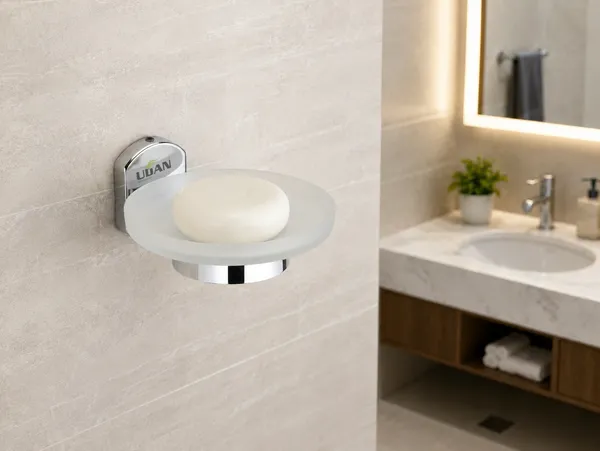 UDAN_SS_202_Stainless_Steel_Glass_Soap_Dish_|_Wall_Mounted_Frosted_Glass_Soap_Holder_|_Rust-Proof_Chrome_Finish_Bathroom_Accessory