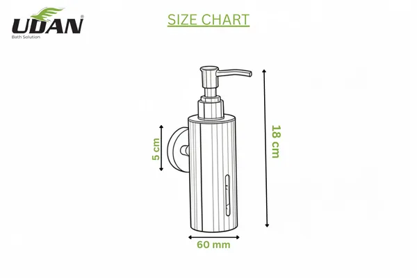 UDAN_SS_202_Stainless_Steel_Wall_Mounted_Liquid_Soap_Dispenser_|_Single_Pump_Bottle_for_Shampoo,_Conditioner_&_Body_Wash_|_Rust-Proof_Chrome_Finish_Bathroom_Dispenser