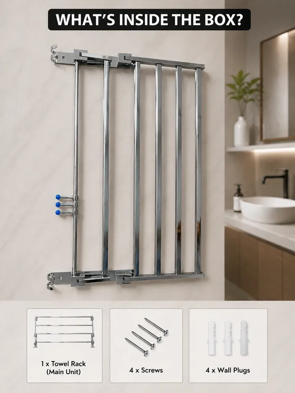 UDAN_SS_202_Stainless_Steel_Double_Bansri_Folding_Rack_|_90°_Smart_Foldable_Cloth_&_Towel_Hanging_Rack_with_Hooks_|_Wall_Mounted_Space-Saving_Bathroom_Rack