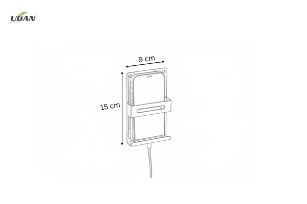 UDAN_SS_202_Stainless_Steel_Wall_Mounted_Mobile_Phone_Holder_|_Multi-Purpose_Charging_Stand_for_Kitchen,_Office,_Bedroom_&_Bathroom_|_Rust-Proof_Metal_Mobile_Stand