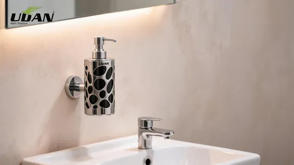UDAN_SS_202_Stainless_Steel_Wall_Mounted_Liquid_Soap_Dispenser_|_Single_Pump_Bottle_for_Shampoo,_Conditioner_&_Body_Wash_|_Rust-Proof_Chrome_Finish_Bathroom_Dispenser