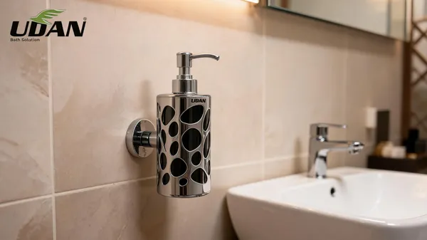 UDAN_SS_202_Stainless_Steel_Wall_Mounted_Liquid_Soap_Dispenser_|_Single_Pump_Bottle_for_Shampoo,_Conditioner_&_Body_Wash_|_Rust-Proof_Chrome_Finish_Bathroom_Dispenser