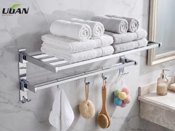 UDAN_SS_202_Stainless_Steel_Double_Bansri_Folding_Rack_|_90°_Smart_Foldable_Cloth_&_Towel_Hanging_Rack_with_Hooks_|_Wall_Mounted_Space-Saving_Bathroom_Rack
