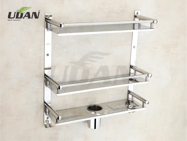 UDAN_6-in-1_Premium_Stainless_Steel_3-Tier_Bathroom_Shelf_|_Wall_Mounted_Shelf_with_Soap_Dish,_Tumbler_Holder_&_Dual_Hooks_|_Heavy_Duty_0.8mm_SS_Chrome_Finish