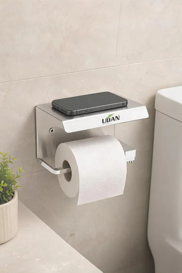 UDAN_SS_202_Stainless_Steel_Toilet_Paper_Holder_with_Mobile_Phone_Shelf_|_Wall_Mounted_Tissue_Roll_Holder_with_Storage_Shelf_|_Rust-Proof_Bathroom_Accessory