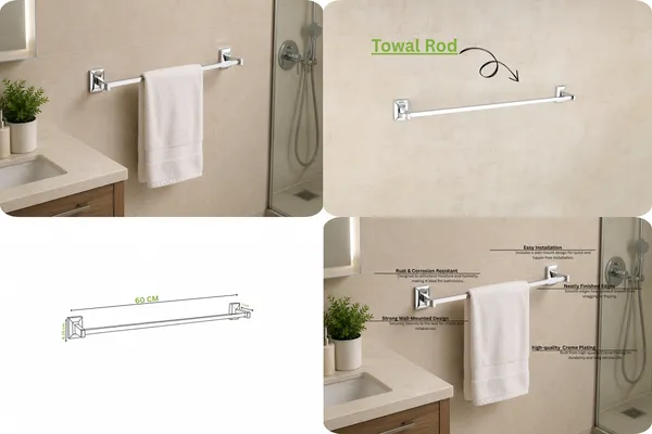 UDAN_SS_202_Stainless_Steel_4-Piece_Bathroom_Accessories_Set_|_Towel_Rod,_Napkin_Ring,_Soap_Dish_&_Tumbler_Holder_|_Chrome_Finish_Wall_Mounted_Bath_Set
