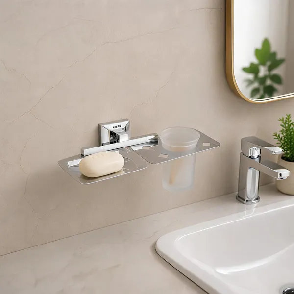 UDAN_Wall_Mounted_Soap_Dish_with_Tumbler_Holder_SS_202_|_2-in-1_Chrome_Finish_Bathroom_Combo