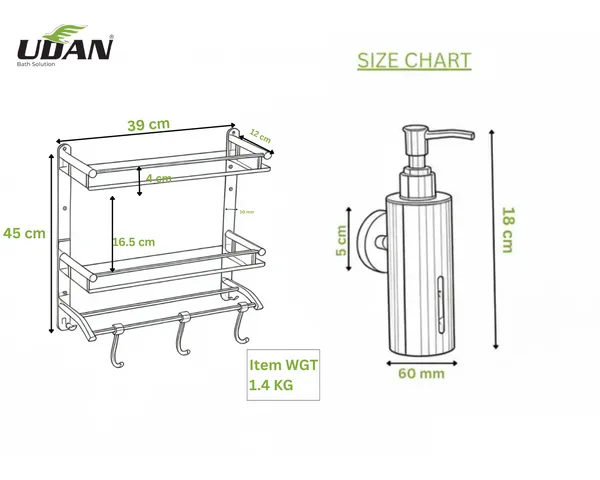 UDAN_2-Piece_Stainless_Steel_Bathroom_Accessories_Set_–_Wall_Mounted_Shelf_&_Liquid_Dispenser_