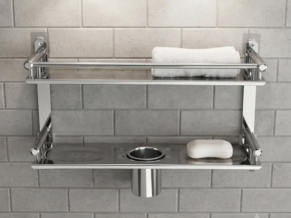 UDAN_Bathroom_Shelf_Stainless_Steel_Wall_Mount_Rack_–_2_Tier_Storage_with_Soap_Dish,_Toothbrush_Holder_&_Hooks