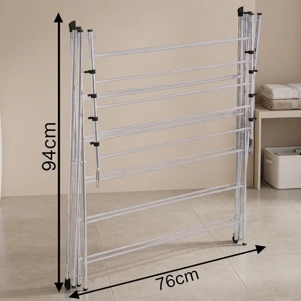 UDAN_Foldable_Clothes_Drying_Stand_3_Layer_16_Rod_Stainless_Steel_Laundry_Rack_with_6_S.S_Additional_Hooks_Heavy_Duty_Indoor_&_Outdoor_Cloth_Dryer_for_Balcony,_Home_&_Laundry_-_Blue