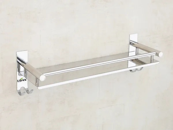 UDAN_SS202_Stainless_Steel_Bathroom_Shelf_with_Hooks,_Chrome_Finish_Wall_Mounted_Rectangle_Storage_Shelf_for_Bathroom,_Kitchen_&_Utility