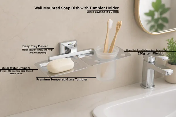 UDAN_Wall_Mounted_Soap_Dish_with_Tumbler_Holder_SS_202_|_2-in-1_Chrome_Finish_Bathroom_Combo