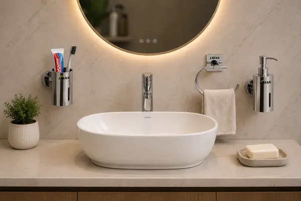 Udan_Wash_Basin_3-Piece_Accessories_Combo_Tumbler,_Soap_Dispenser_&_Towel_Ring_