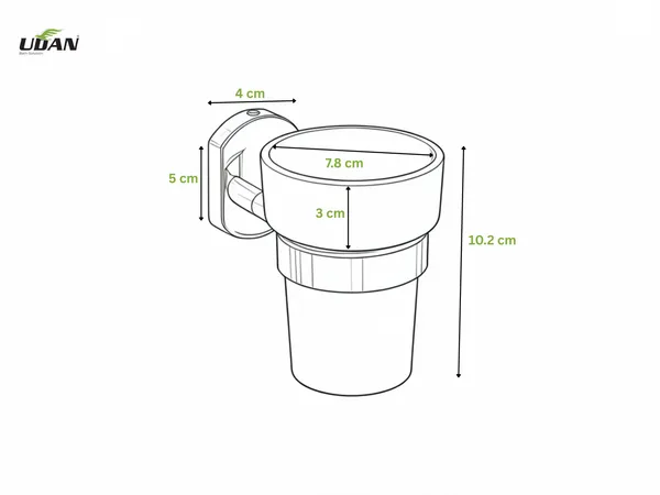 UDAN_SS_202_Stainless_Steel_Glass_Tumbler_Holder_|_Wall_Mounted_Toothbrush_&_Toothpaste_Holder_|_Frosted_Tempered_Glass_Tumbler_|_Rust-Proof_Chrome_Finish
