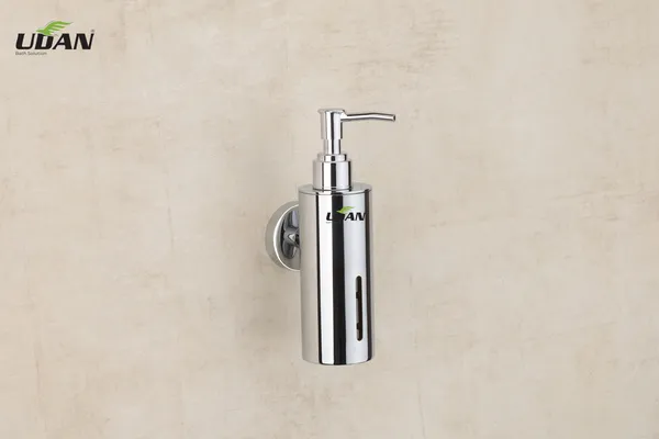 UDAN_SS_202_Stainless_Steel_Wall_Mounted_Liquid_Soap_Dispenser_|_Single_Pump_Bottle_for_Shampoo,_Conditioner_&_Body_Wash_|_Rust-Proof_Chrome_Finish_Bathroom_Dispenser