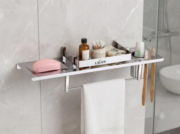 UDAN_Premium_Stainless_Steel_4_in_1_Multi-Purpose_Bathroom_Shelf_with_Towel_Rod,_Soap_Dish_&_Tumbler_Holder_|_Wall_Mounted_Storage_Shelf_with_Raised_Guard_|_Rust-Proof_Bathroom_Organizer
