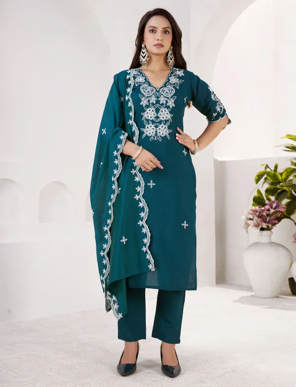 Ethnic_Motifs_Yoke_Design_Pure_Silk_Straight_Kurta_With_Trousers_&_Dupatta