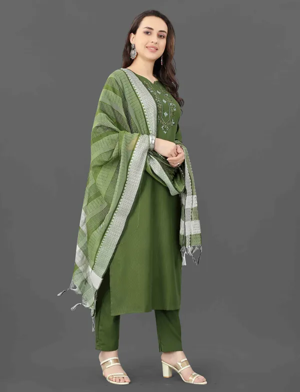 New_Embroidery_A-Line_Kurti_With_Dupatta_And_Bottom_Ware