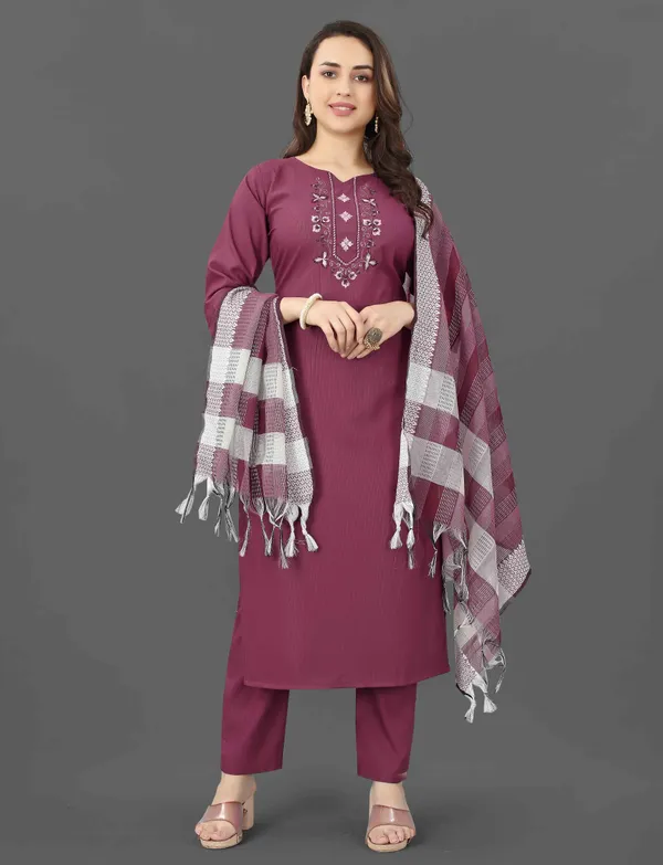 New_Embroidery_A-Line_Kurti_With_Dupatta_And_Bottom_Ware
