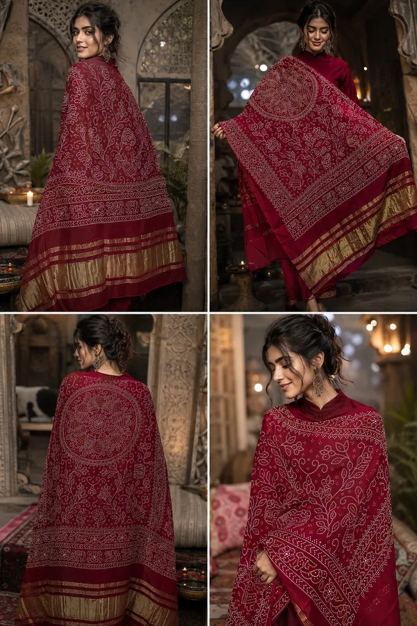 Wine_Royale_Lagdi_Patta_Chanderi_Dupatta