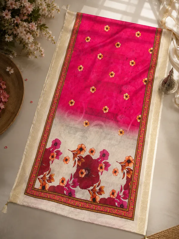 Women’s_Muslin_Jacquard_Floral_Digital_Print_Dupatta_–_Rani_Pink_&_Ivory_White