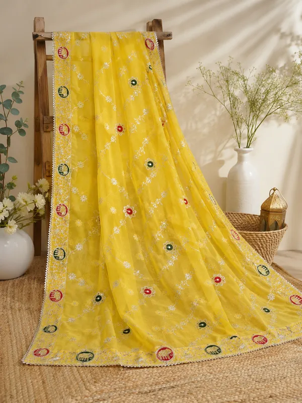 Women'S_Georgette_Embroidered_Dupatta_Sunshine_Yellow