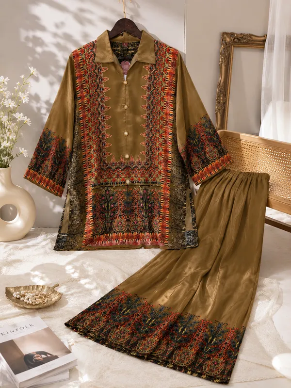 Camel_Brown_Printed_Women’s_Kurta_Palazzo_Set
