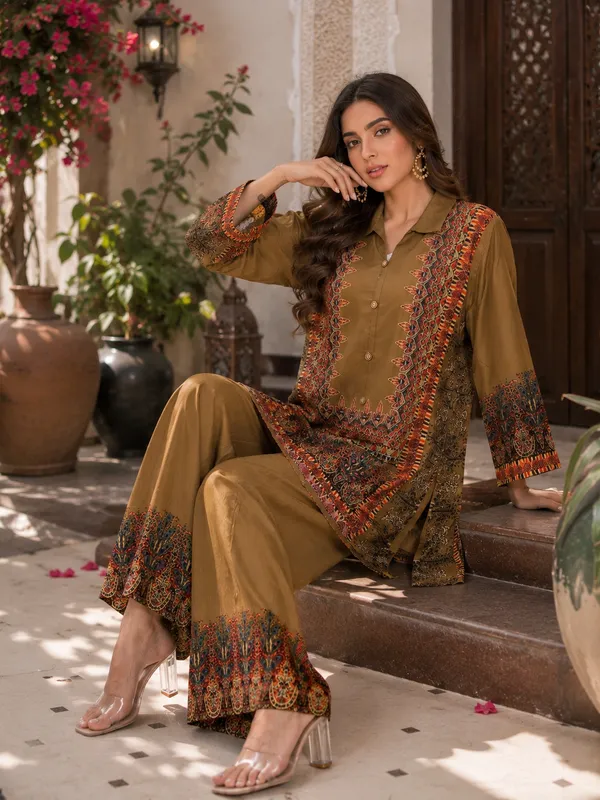 Camel_Brown_Printed_Women’s_Kurta_Palazzo_Set