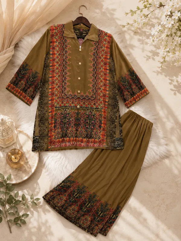 Camel_Brown_Printed_Women’s_Kurta_Palazzo_Set