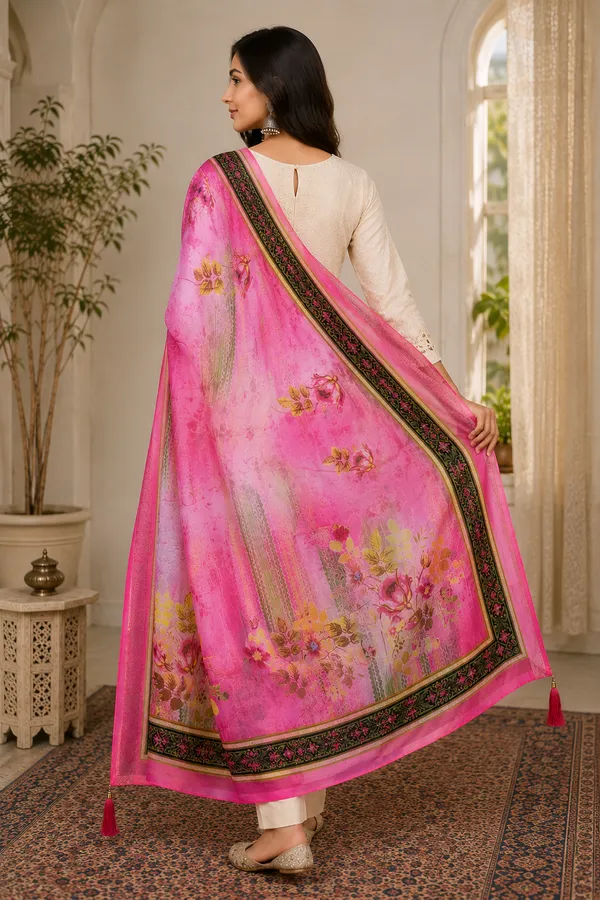Women_muslin_jacquard_Floral_Digital_Print_Dupatta