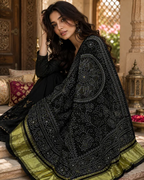 Midnight_Black_Lagdi_Patta_Chanderi_Dupatta__Black