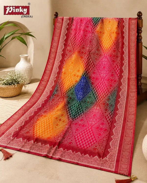 Women_muslin_jacquard_Bandhani_Digital_print_dupatta_Maroon_Multicolour