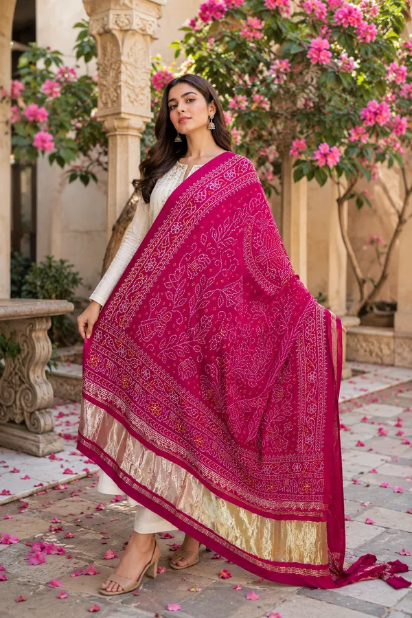 Rani_Royale_Lagdi_Patta_Chanderi_Dupatta__Rani_Pink