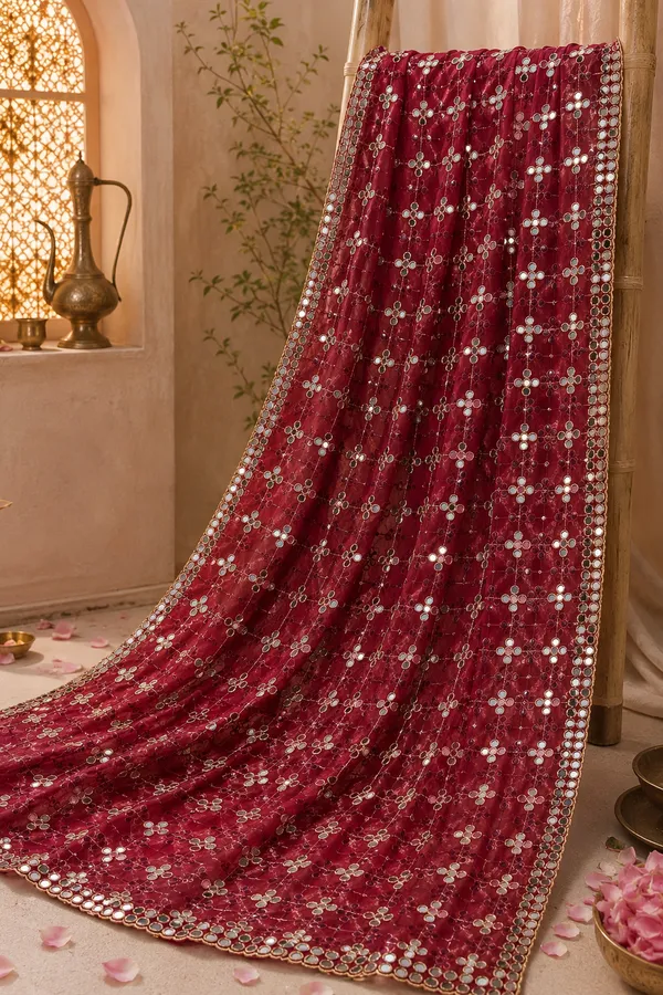Maroon_Trill_Net_Mirror_Work_Embroidered_Dupatta
