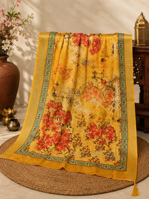 Women’s_Mustard_Yellow_Muslin_Jacquard_Floral_Dupatta.