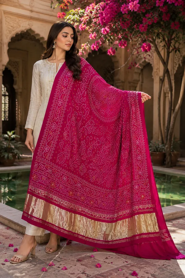 Rani_Royale_Lagdi_Patta_Chanderi_Dupatta__Rani_Pink