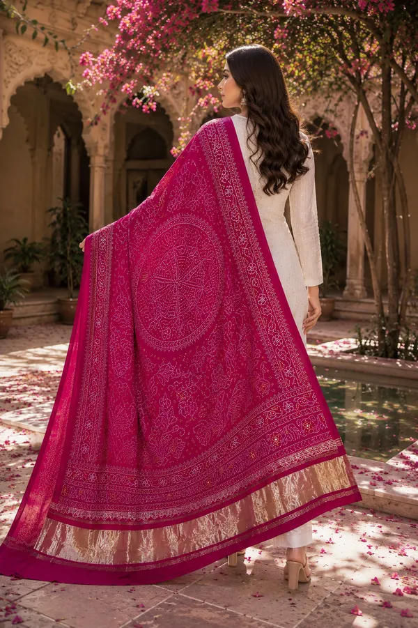 Rani_Royale_Lagdi_Patta_Chanderi_Dupatta__Rani_Pink