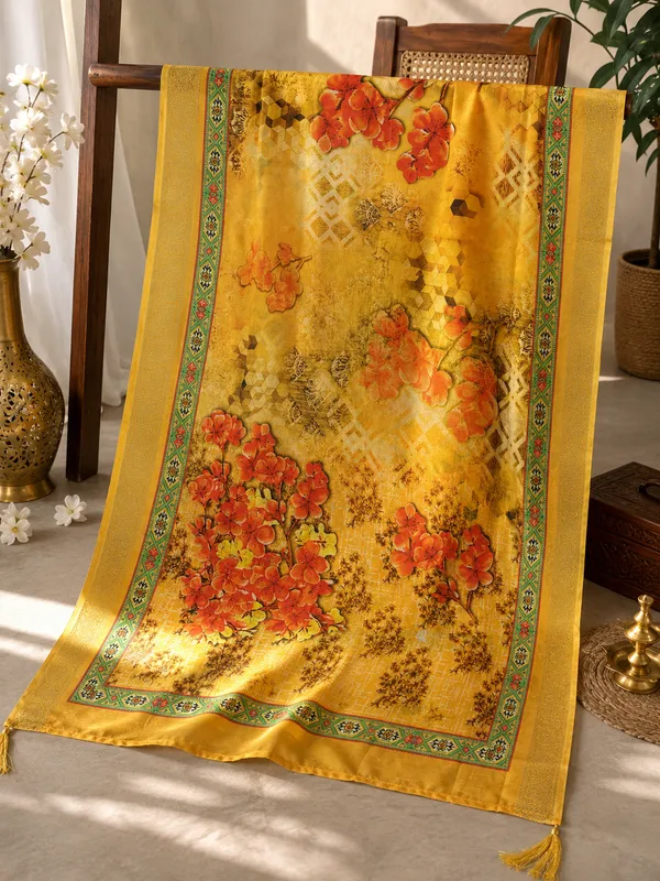 Women’s_Mustard_Yellow_Muslin_Jacquard_Floral_Dupatta.