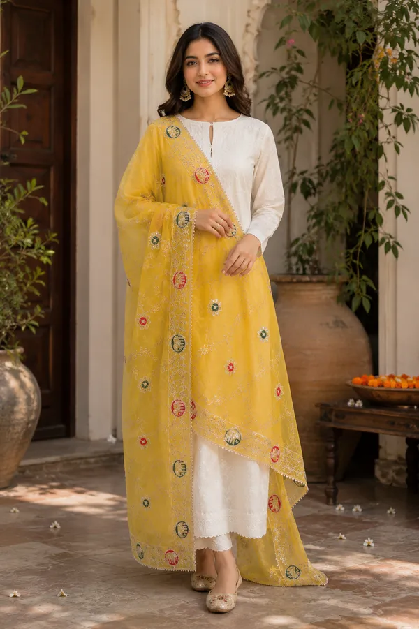 Women'S_Georgette_Embroidered_Dupatta_Sunshine_Yellow