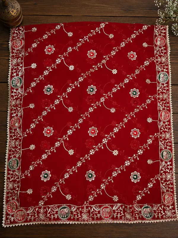 Women’s-Georgette-Embroidered-Dupatta-–-Red