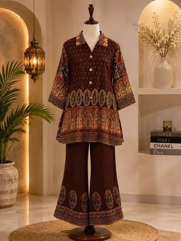 Women_Maroon_Ethnic_Printed_Kurta_Palazzo_Set