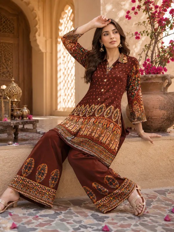 Women_Maroon_Ethnic_Printed_Kurta_Palazzo_Set