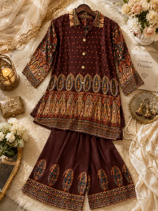 Women_Maroon_Ethnic_Printed_Kurta_Palazzo_Set