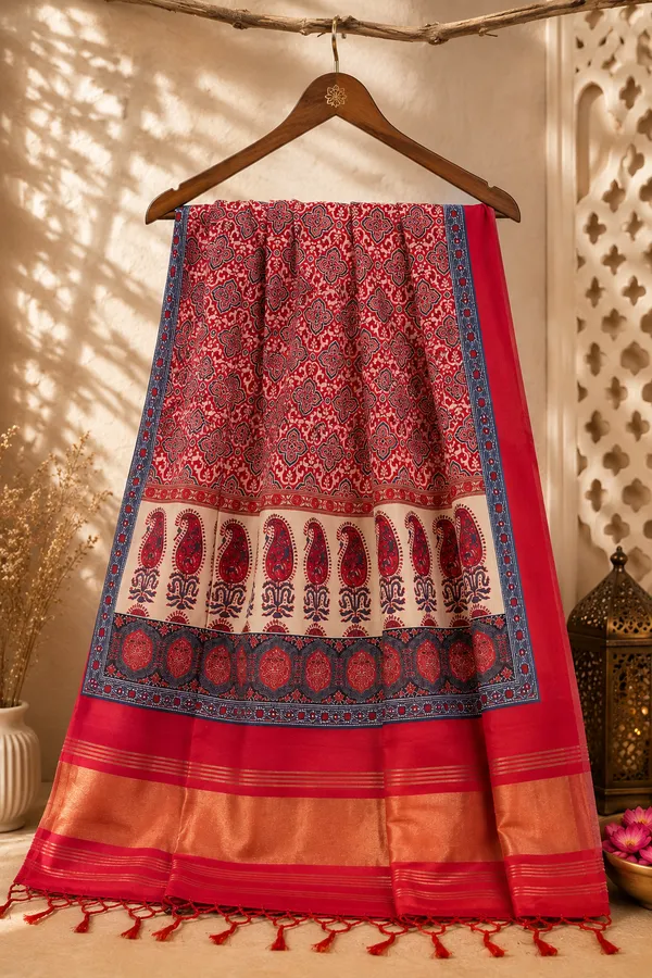 Gaji-Silk-Crimson-Red-Ethnic-Printed-Dupatta-for-Women