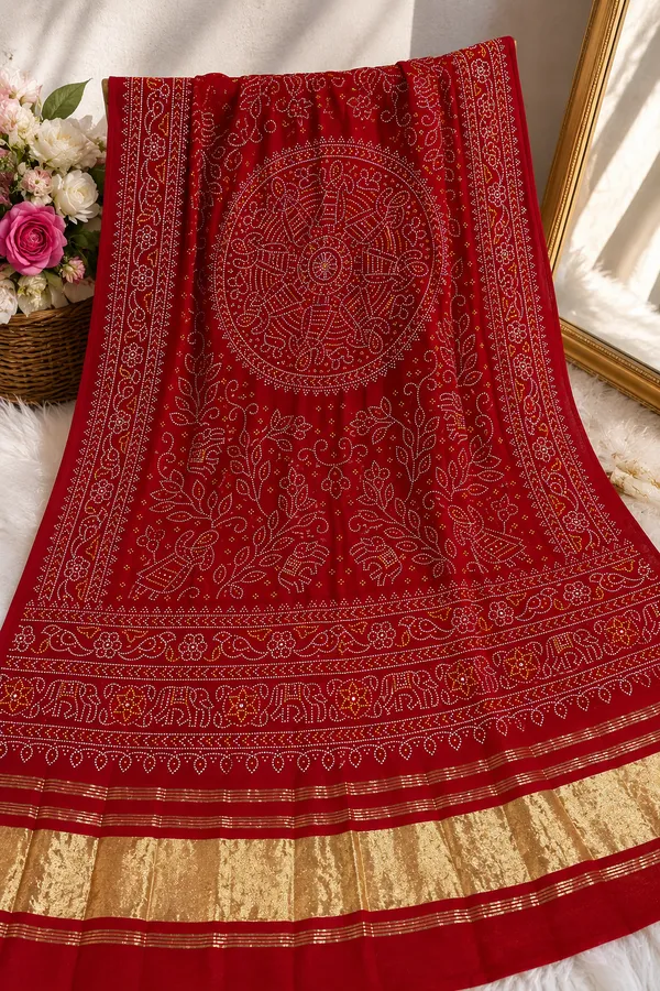 Scarlet_Red_Lagdi_Patta_Chanderi_Dupatta__Scarlet_Red