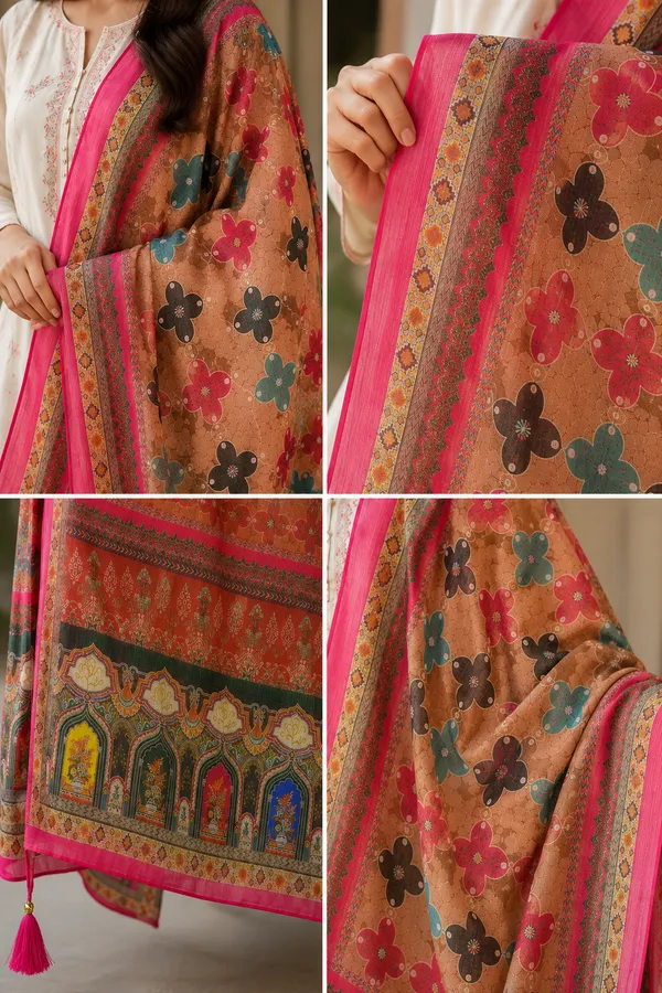 Women_kota_crochet_heritage_digital_print_dupatta-_Camel_brown_&Rani_pink
