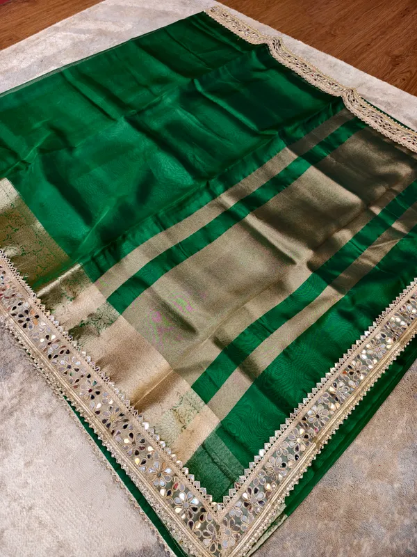 Bottle_Green_Tissue_Silk_Mirror_Work_Banarasi_Saree_For_Women