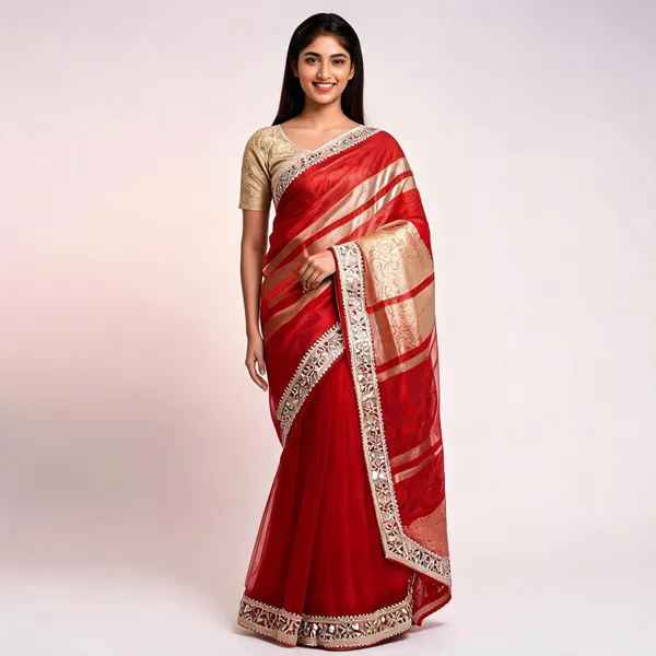 Red_Tissue_Silk_Mirror_Work_Banarasi_Saree_For_Women