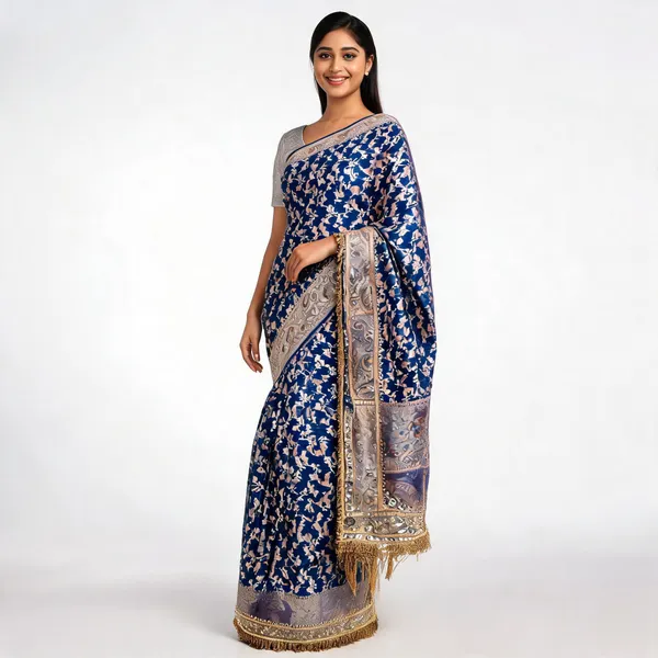 Blue_Tissue_Silk_Floral_Woven_Banarasi_Saree_For_Women
